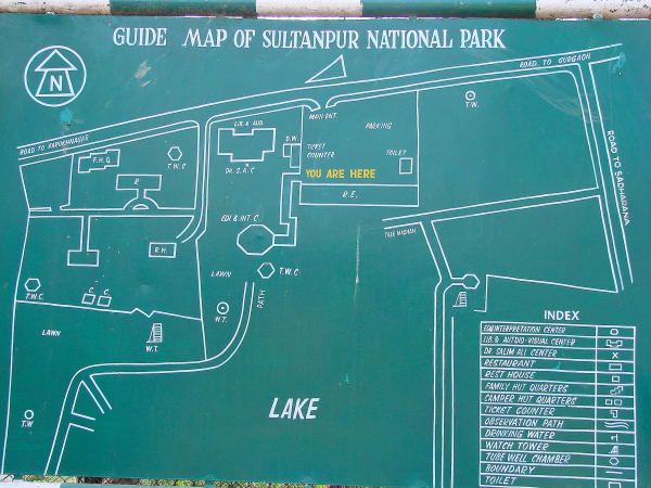 Guide map of Sultanpur Bird Sanctuary