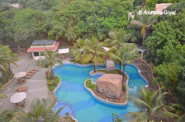 Aerial view of the swimming pool of the luxury property of ITC Kakatiya, Hyderabad