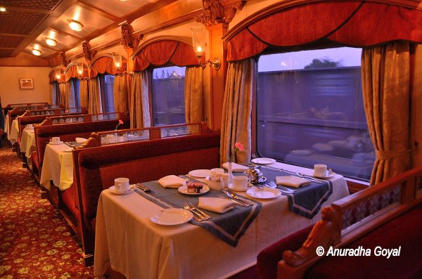 Luxurious dining Hall of the train