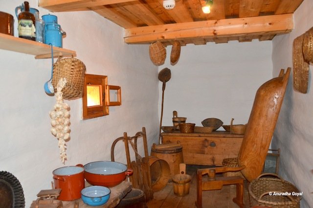 Wooden and Ceramic articles at a museum in the village
