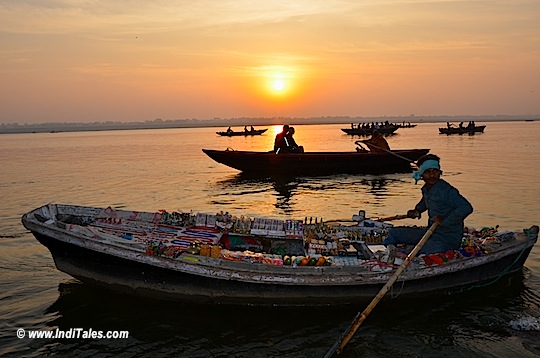 Boats on Ganga River at Varanasi, Kashi, Banaras