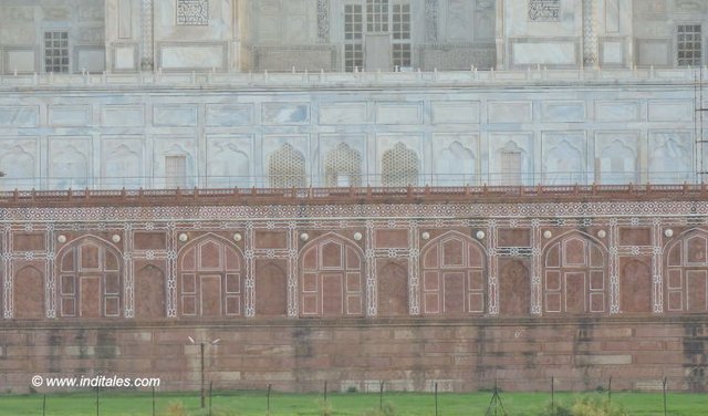 The base of Taj Mahal from Yamuna Front in Agra