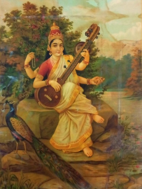 Saraswati image from the Raja Ravi Varma Oleographs