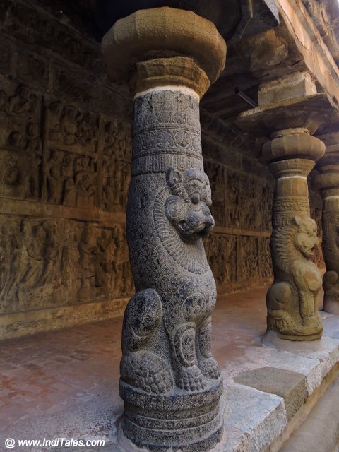 Lion Pillar in Granite and Sandstone from Pallava and Vijayanagara times