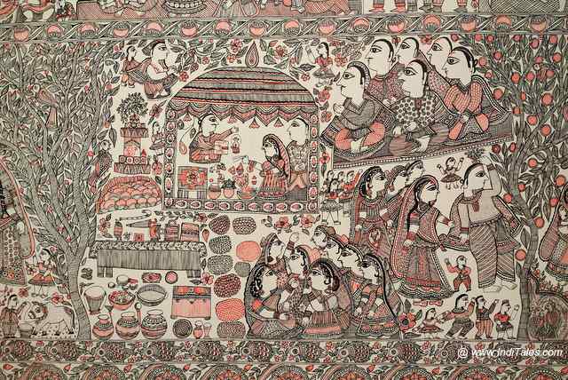 Daily Life Depicted in Madhubani Painting