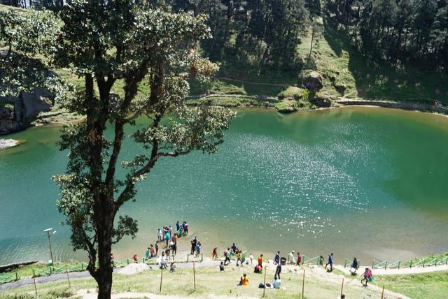 Landscape view of the Serolasar Lake surrounded by the forest