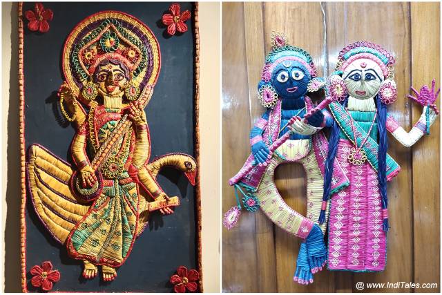 Saraswati and Radha Krishna in Sikki Handicraft of Bihar
